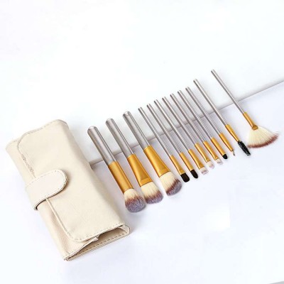 Cheap Colourful Travel Makeup Brushes Nylon Set Cosmetic In Pakistan Makeup Brush 12Pcs Champagne Gold Makeup Brush With Bag