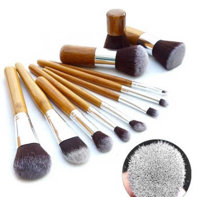 11Pcs Bamboo Handle High Quality Pro Art Cosmetic Synthetic Hair Makeup Brush Set Low Moq 2020 No Logo